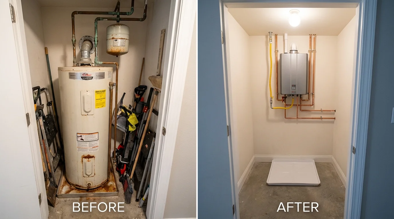 Tank water heater versus wall-mounted tankless unit comparison for Ketchum, ID homeowners